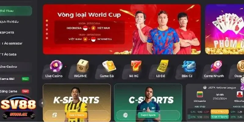 Các sảnh thể thao SV88